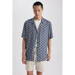 product_image_name-Defacto-Chemise à manches courtes tissée à coupe relax pour homme - Indigo.-4