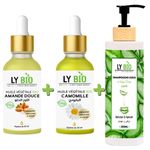 LY BIO PACK HUILE AMANDE DOUCE 50ML - PIPETTE + HUILE CAMOMILLE 50ML - PIPETTE + SHAMPOOING ALOE VERA 200ML