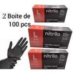 2 قفازات نيتريل سوداء 100/صندوق مقاس L، خالية من اللاتكس/خالية من البودرة، جودة طبية Aql 1.5