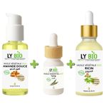 LY BIO PACK HUILE AMANDE DOUCE 50ml - POMPE + HUILE ESSENTIEL THYM 10ML + HUILE RICIN 50ml - PIPETTE