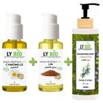 LY BIO PACK HUILE CAMOMILLE 50ML - POMPE + HUILE LIN 50ML - POMPE + SHAMPOOING A L'HUILE DE CADE 200ML