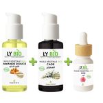LY BIO PACK HUILE AMANDE DOUCE 50ml - POMPE + HUILE CADE 50ML - POMPE + HUILE ESSENTIEL ROSE 10ML