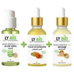 LY BIO PACK HUILE ALOE VERA 50ml - POMPE + HUILE FIGUE DE BARBARIE 50ML - PIPETTE + HUILE SESAME 50ml - PIPETTE