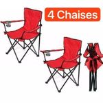 product_image_name-Generic-Offre Toop Pack 4chaises de camping et plage Fauteuil avec porte gobelet rouge-1