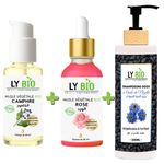 LY BIO PACK HUILE CAMPHREE 50ML - POMPE + HUILE ROSE 50ml - PIPETTE + SHAMPOOING A L'HUILE DE NIGELLE 200ML