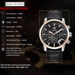 product_image_name-Benyar-Montre Chronographe Analogique à Quartz pour Hommes - Lumineuse, Cadran Noir avec Boîtier en Acier Inoxydable , Bracelet en Similicuir, Fonction Date/Chronomètre, Style Élégant pour Affaires & Sport-6