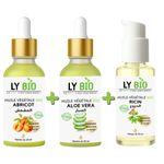 LY BIO LYBIO PACK Huile Abricot 50ML - Pipette + Huile Aloe Vera 50ml - Pipette + Huile Ricin 50ml - Pompe