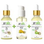 LY BIO PACK HUILE AIL 50ML - PIPETTE + HUILE MAIS 50ML - POMPE + HUILE RICIN 50ml - PIPETTE