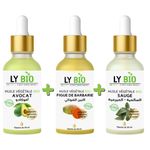 LY BIO PACK HUILE AVOCAT 50ml - PIPETTE + HUILE FIGUE DE BARBARIE 50ML - PIPETTE + HUILE SAUGE 50ML - PIPETTE