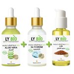 LY BIO PACK HUILE ALOE VERA 50ml - PIPETTE + HUILE GLYCERINE 50ml - PIPETTE + HUILE LIN 50ML - POMPE