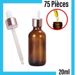 product_image_name-Generic-Lot de 75 Pipettes compte-gouttes en verre Marron Cap Rose 20ml pour cosmétique-1