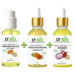 LY BIO PACK HUILE AMANDE DOUCE 50ml - POMPE + HUILE FIGUE DE BARBARIE 50ML - PIPETTE + HUILE OIGNON 50ML - PIPETTE