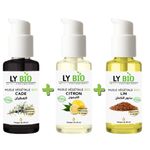 LY BIO PACK HUILE CADE 50ML - POMPE + HUILE CITRON 50ML - POMPE + HUILE LIN 50ML - POMPE