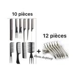 product_image_name-Generic-Pack de 10 Peignes Professionnels+12 Pinces à Cheveux -1