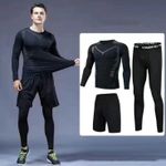 product_image_name-Generic-Tenue de sport compression pour hommes 3 pièces (T-shirt, Collant, Short) - Gym et Course-1