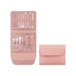Trousse de manucure pédicure pieds mains,acier inoxydable rose