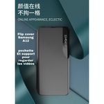 Case Pochette Samsung A12 de Luxe Flip cover et  support Détachable en Cuir Noir