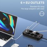 product_image_name-Ldnio-Multiprise SE6403 Defender Series 2500W avec 6 Prises EU et 4 Ports USB – Câble 2 m, Protection Enfants-2