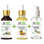 LY BIO PACK HUILE CADE 50ML - PIPETTE + HUILE FENUGREC 50ML - PIPETTE + HUILE ROMARIN 50ml - POMPE
