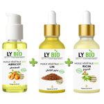 LY BIO PACK HUILE ABRICOT 50ML - POMPE + HUILE LIN 50ML - PIPETTE + HUILE RICIN 50ml - PIPETTE