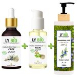 LY BIO PACK HUILE CADE 50ML - PIPETTE + HUILE RICIN 50ml - POMPE + SHAMPOOING A L'HUILE DE CADE 200ML