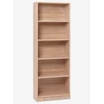 product_image_name-Generic-Bibliothèque Chêne Clair 5 Tablettes Larges 70x29x197cm HDF Panneau Particules Rangement Salon Bureau Chambre-3