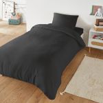 MAISON GOOD AND WELL غطاء لحاف + 1 غطاء وسادة 100% قطن (مفرد) أسود