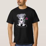 product_image_name-Generic-Pit Bull With Flower Dog T-Shirt unique design - t shirt tres bon qualite-1