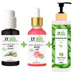 LY BIO PACK HUILE CADE 50ML - POMPE + HUILE ROSE 50ml - PIPETTE + SHAMPOOING ALOE VERA 200ML