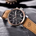 product_image_name-Benyar-ساعة يد كوارتز للرجال بسوار جلدي بني، مقاومة للماء، كرونوغراف-4