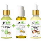 LY BIO PACK HUILE ALOE VERA 50ml - PIPETTE + HUILE CAMOMILLE 50ML - POMPE + HUILE GIROFLE 50ML - PIPETTE