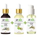 LY BIO PACK HUILE CADE 50ML - PIPETTE + HUILE RICIN 50ml - PIPETTE + HUILE THYM 50ML - POMPE