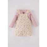 product_image_name-Defacto-طقم تي شيرت بأكمام طويلة وفستان مشجر من الجبردين للبنات الصغار-3