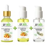 LY BIO ليبيو حزمة زيت المشمش 50 مل - قطارة + زيت المشمش 50 مل - مضخة + زيت إكليل الجبل 50 مل - مضخة