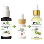 LY BIO PACK HUILE CADE 50ML - POMPE + HUILE ESSENTIEL ROSE 10ML + HUILE RICIN 50ml - PIPETTE