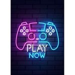 Play now neon sign Gaming Poster Chambre Haute Qualité