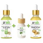 LY BIO PACK HUILE ALOE VERA 50ml - PIPETTE + HUILE ESSENTIEL ROMARIN 10ML + HUILE GERME DE BLE 50ML - PIPETTE