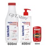 Lactovit جل استحمام 600 مل & لوشن إصلاحي 400 مل LACTO-UREA+ عصا أولد سبايس بدون ألومنيوم Tigerclaw 50 مل