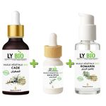LY BIO PACK HUILE CADE 50ML - PIPETTE + HUILE ESSENTIEL EUCALYPTUS 10ML + HUILE ROMARIN 50ml - POMPE