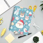 carnets de Noël - Format A5 (13.97x21.08 cm), 50 pages, motif festif de Père Noël, renne, bonhomme de neige avec flocons de n