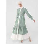 product_image_name-Modanisa-Blanc - Vert - Col franais - Tissu non doubl - Robe - Refka.-1