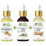 LY BIO PACK HUILE AMANDE DOUCE 50ML - PIPETTE + HUILE CADE 50ML - PIPETTE + HUILE SOJA 50ML - PIPETTE