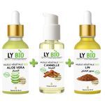 LY BIO PACK HUILE ALOE VERA 50ml - PIPETTE + HUILE CANNELLE 50ML - POMPE + HUILE LIN 50ML - PIPETTE
