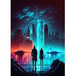 Night life neon city  Poster Chambre Haute Qualité