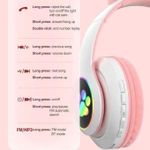 product_image_name-Normal-Écouteurs Bluetooth filaires ou sans fil avec lumière RVB pour enfants, écouteurs à oreilles de chat mignons avec microphone, peuvent éteindre la lumière LED, écouteurs stéréo pour filles, musique de téléphone, jeux-4