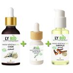 LY BIO PACK HUILE CADE 50ML - PIPETTE + HUILE ESSENTIEL EUCALYPTUS 10ML + HUILE GIROFLE 50ML - POMPE