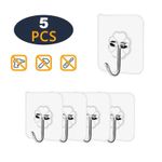 product_image_name-Generic-مجموعة من 5 خطافات حائط شفافة فائقة المقاومة مع تثبيت ذاتي اللصق-1