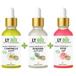 LY BIO PACK HUILE CAMOMILLE 50ML - PIPETTE + HUILE ROMARIN 50ml - PIPETTE + HUILE ROSE 50ml - PIPETTE