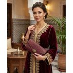 product_image_name-Generic-Pochette marocaine en cuir faite main, sac en cuir embossé, pochette en cuir bordeaux avec fermoir en laiton, pochette bohème chic pour soirée – 20 × 10 cm-1