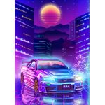 Nissan gtr r34 city neon   Poster Chambre Haute Qualité